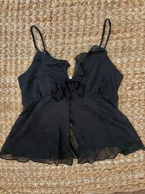 Garage Black Sheer Lace Baby Doll Top